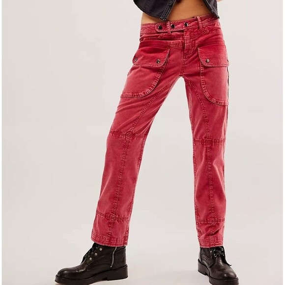 Free People We The Free Hot In It Moto Pants Utility Classic Straight XXS 280773